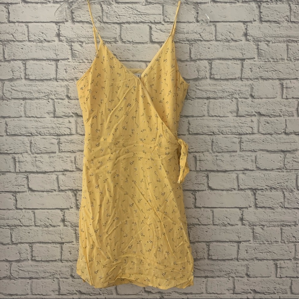 Yellow Floral Wrap Dress